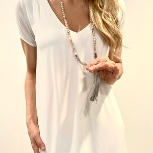 White summer simple beautiful versatile dress